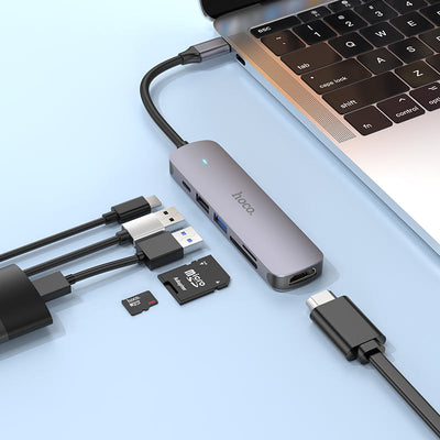 Hoco - Hoco USB - C 6 - in - 1 Hub 60W HB28 - Cle Market
