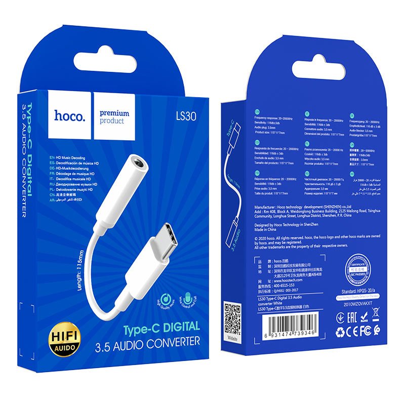 Hoco - Hoco USB - C to 3.5mm Audio Converter Adapter LS30 - Cle Market