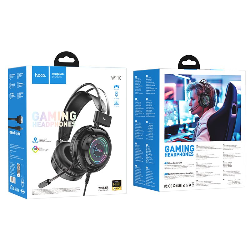 Hoco - Hoco Wired RGB Gaming Headphones W110 - Cle Market