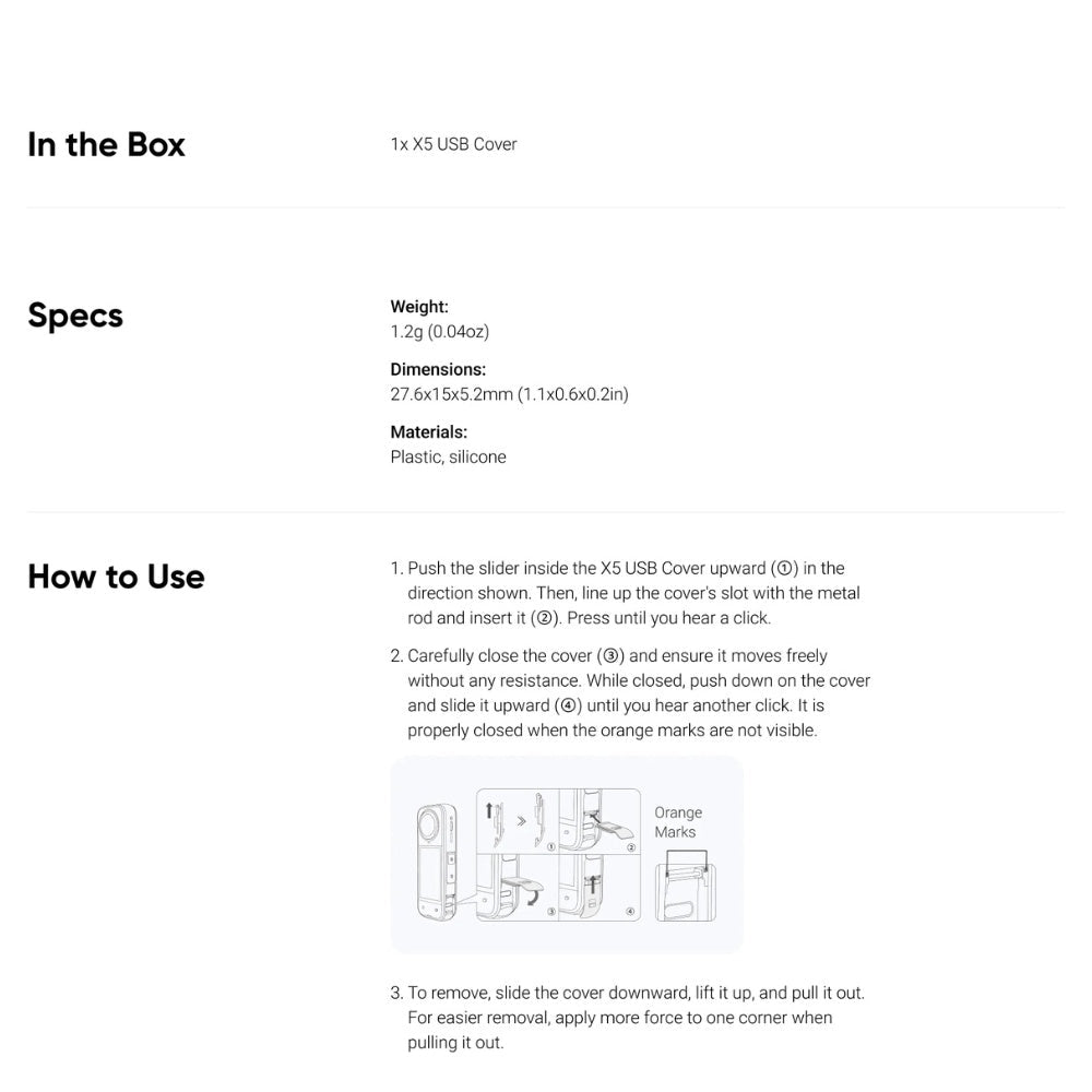 Insta360 - insta360 X5 USB Cover - Cle Market
