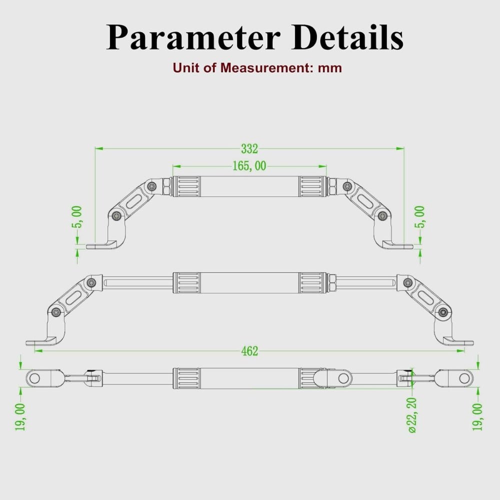 Kewig - Kewig Motorcycle Cross Bar Length Adjustable HB6 - Cle Market