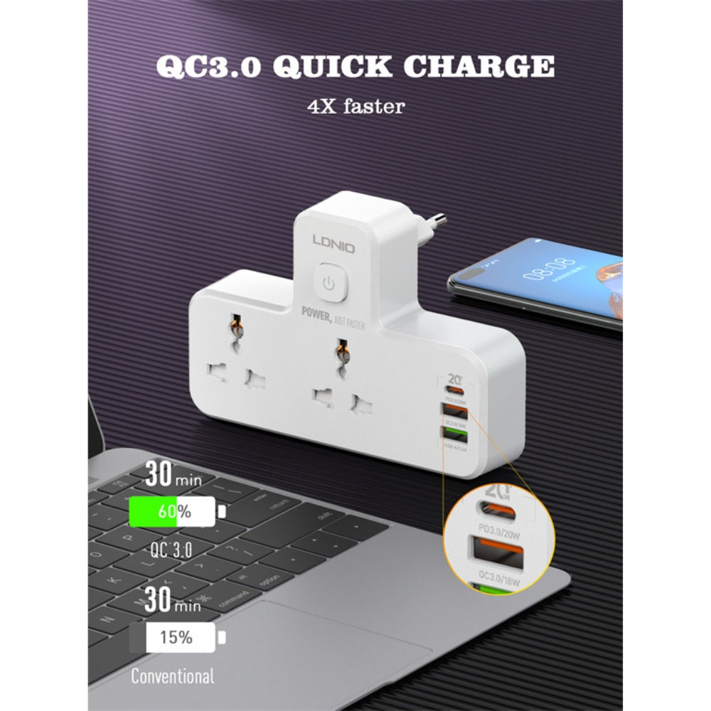 Ldnio 2 AC Outlets Portable Extension Power Socket SC2311 - Cle Market