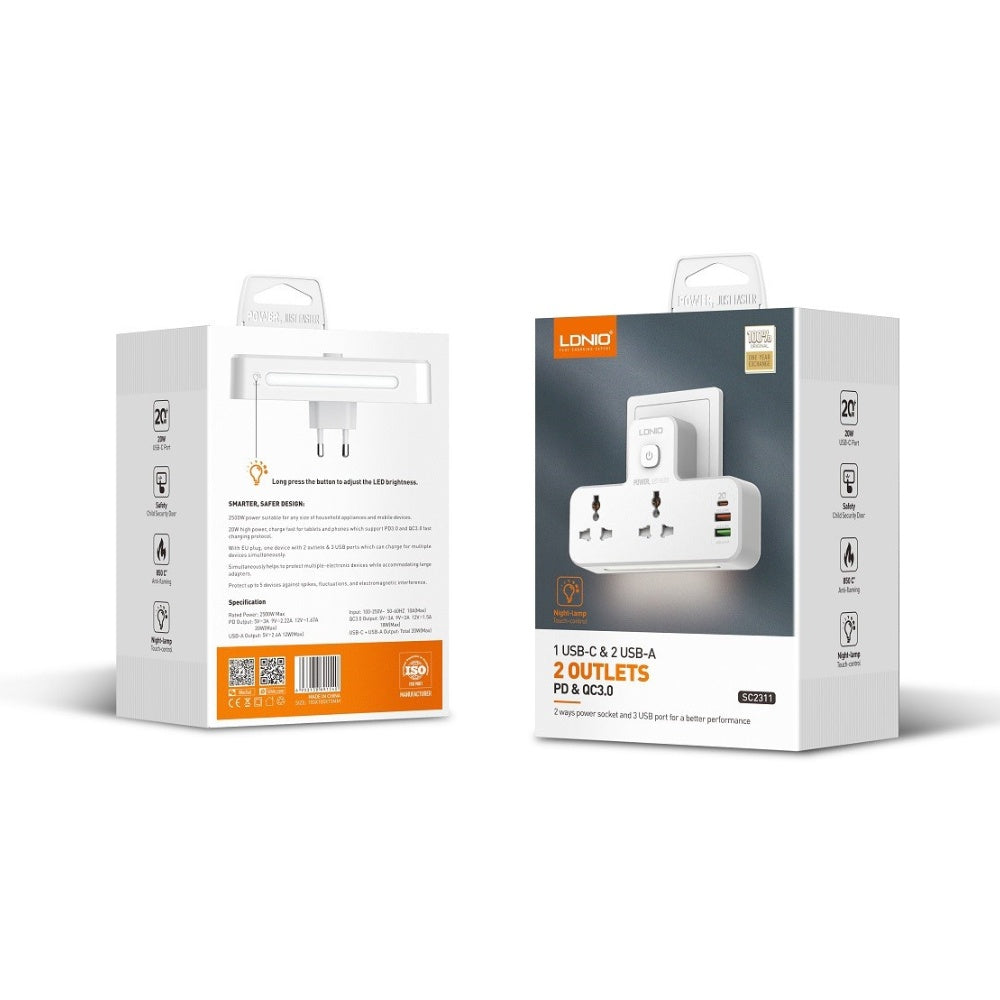 Ldnio 2 AC Outlets Portable Extension Power Socket SC2311 - Cle Market