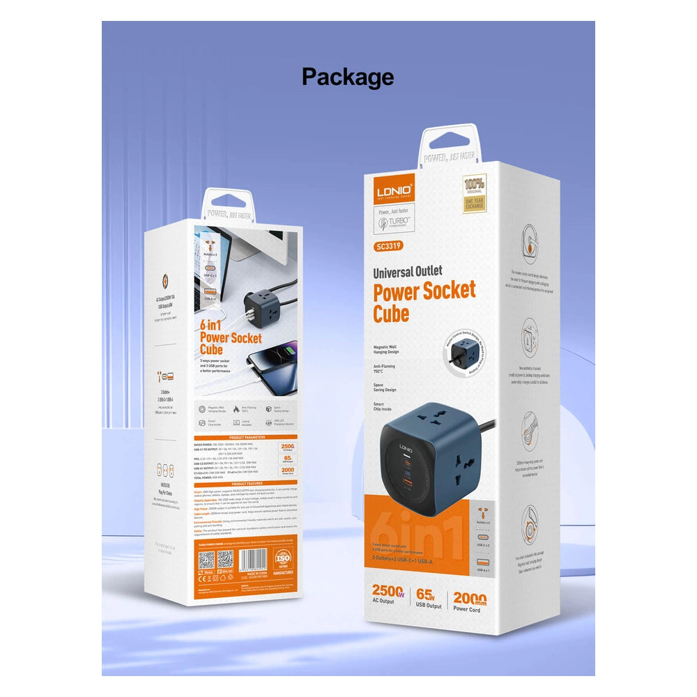 LDNIO SC3319 65W 6-in-1 Desktop Power Socket