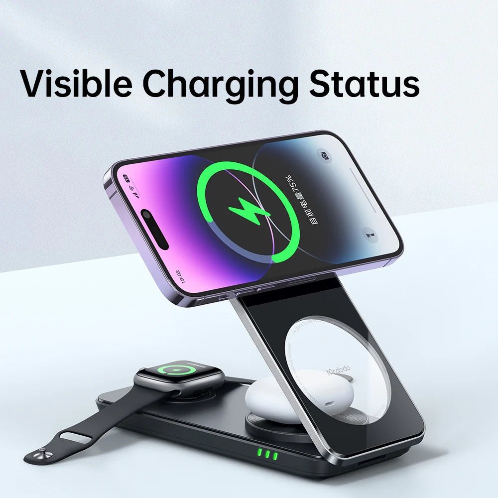 Mcdodo - Mcdodo 3 in 1 Foldable Magnetic Wireless Charger CH - 115 - Cle Market