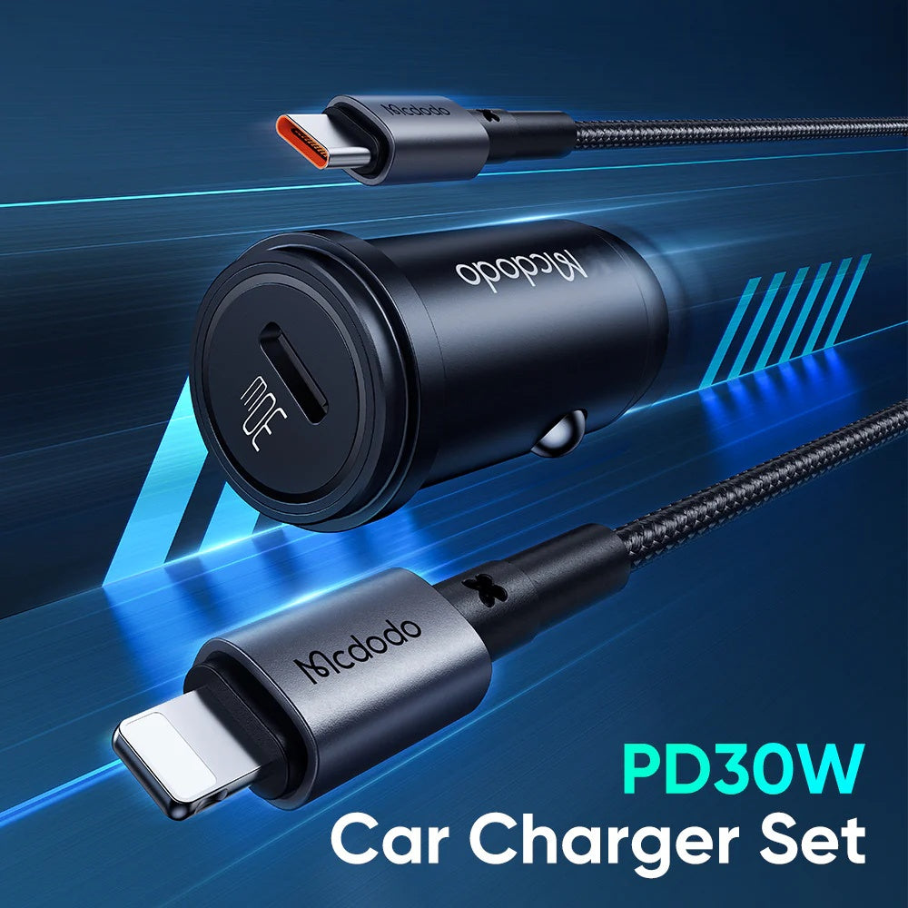 Mcdodo PD30W Fast Car Charger Kit (USB-C to Lightning) - Cle Market