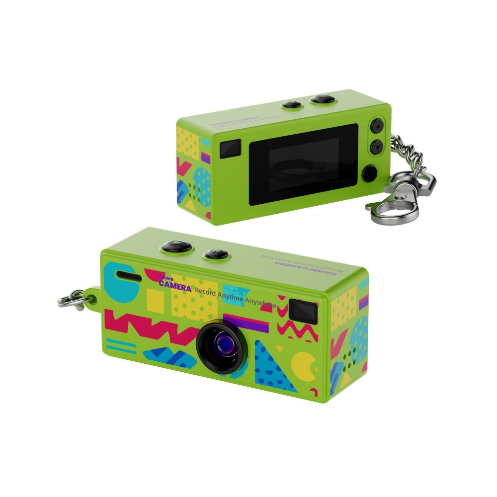 Green Mini G6 Keychain Camera capturing photos and videos, compact and portable for everyday use.