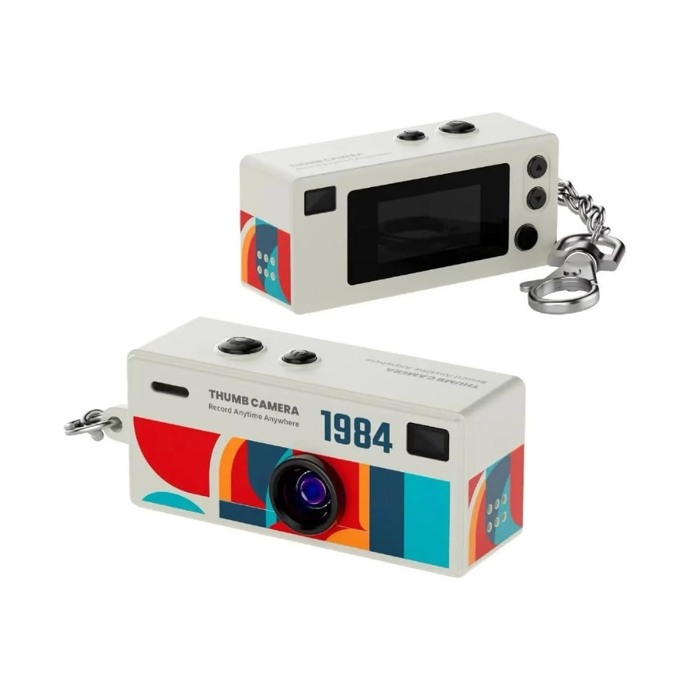 Off-white mini G6 Keychain Camera capturing photos and videos, compact and portable design for discreet recording.