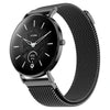 A black smartwatch with a round face and a matching black mesh strap, shown on a plain white background. The watch face displays the brand name 'noise' and a step counter graphic.