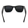 A pair of black sunglasses with dark lenses, shown from the front on a clean white background.