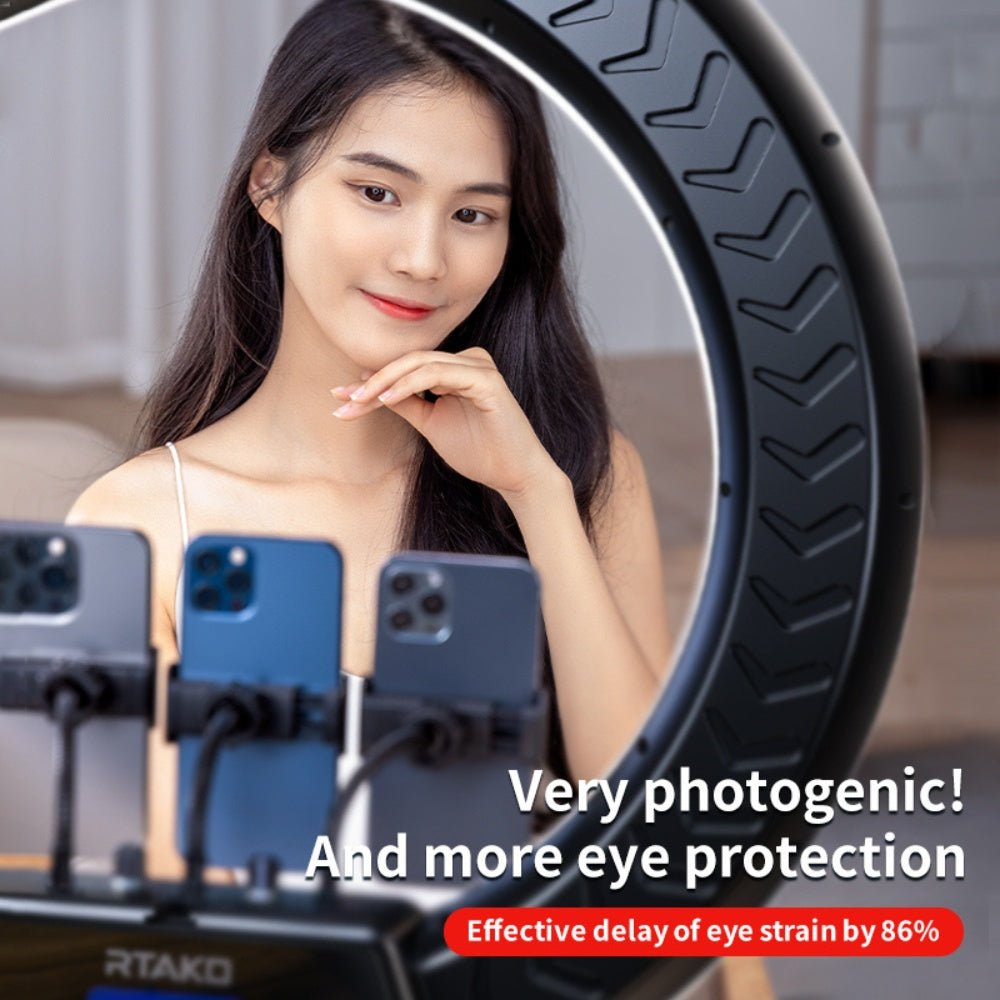 Rtako - Rtako 18 - inch Ring Light with 3 Phone Holder - Cle Market