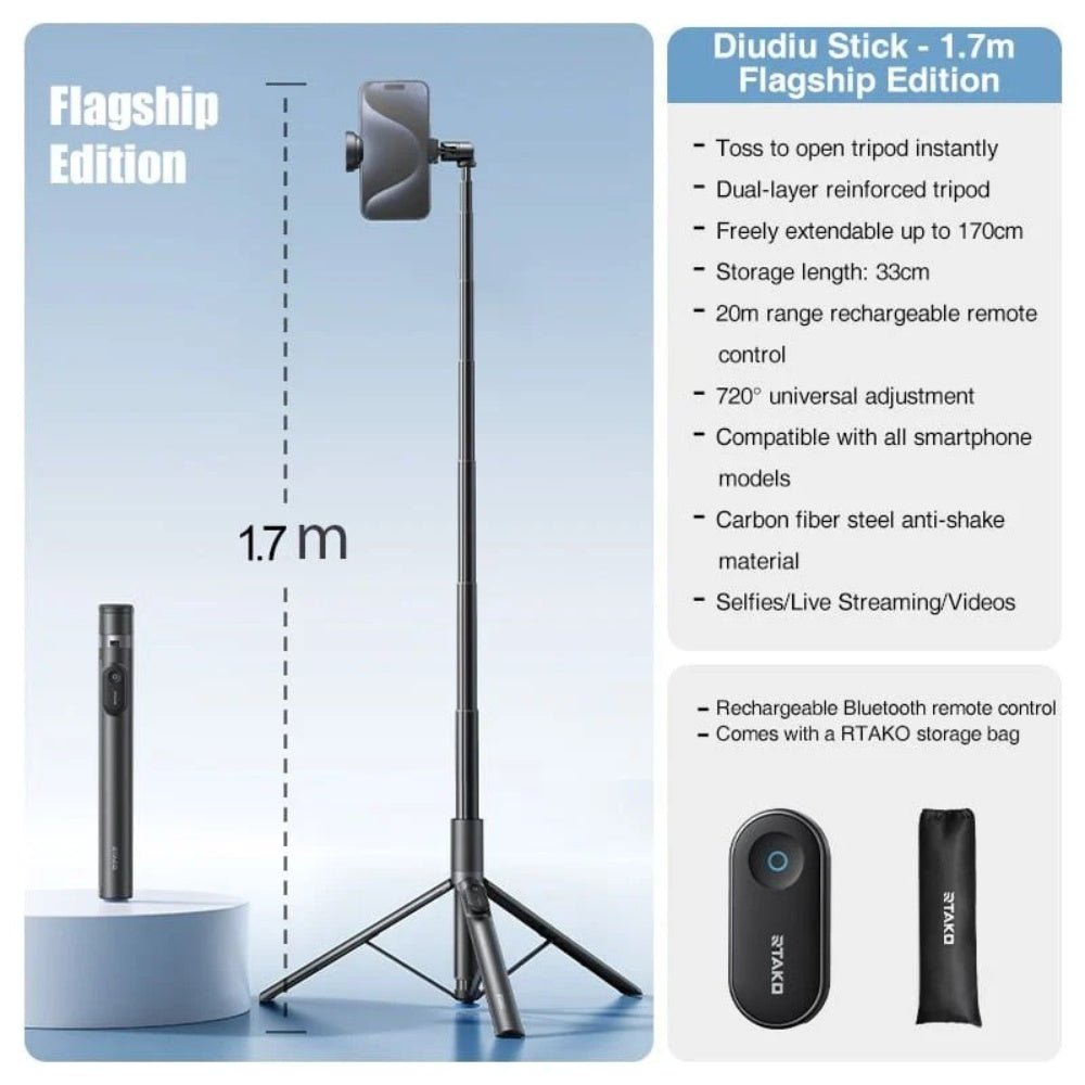 Rtako - Rtako Integrated Selfie Stick RZP001 - AB226 - Cle Market