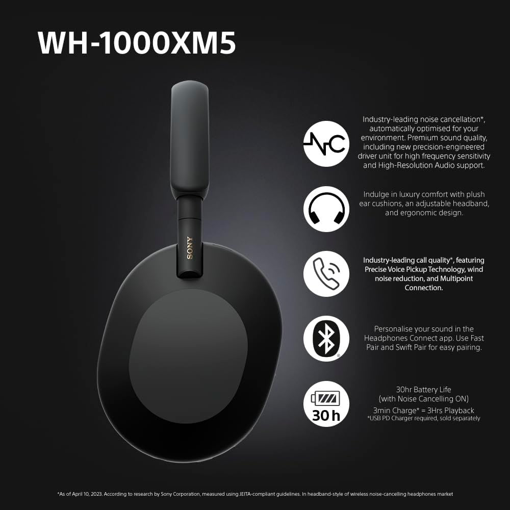 Sony - Sony WH - 1000XM5 Noise Cancelling Wireless Headphones - Cle Market