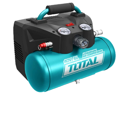 Total TACLI2003 portable cordless air compressor with air tank, carrying handle and pressure gauges