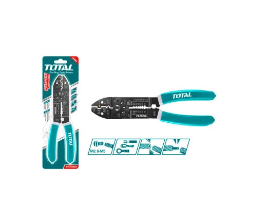 Total THT15851 wire stripping tool with shaped jaws and ergonomic handles