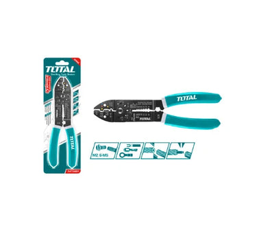 Total THT15851 wire stripping tool with shaped jaws and ergonomic handles