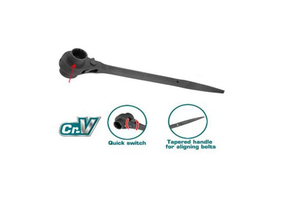 Total THTRSW19211 double-socket ratchet wrench with tapered handle