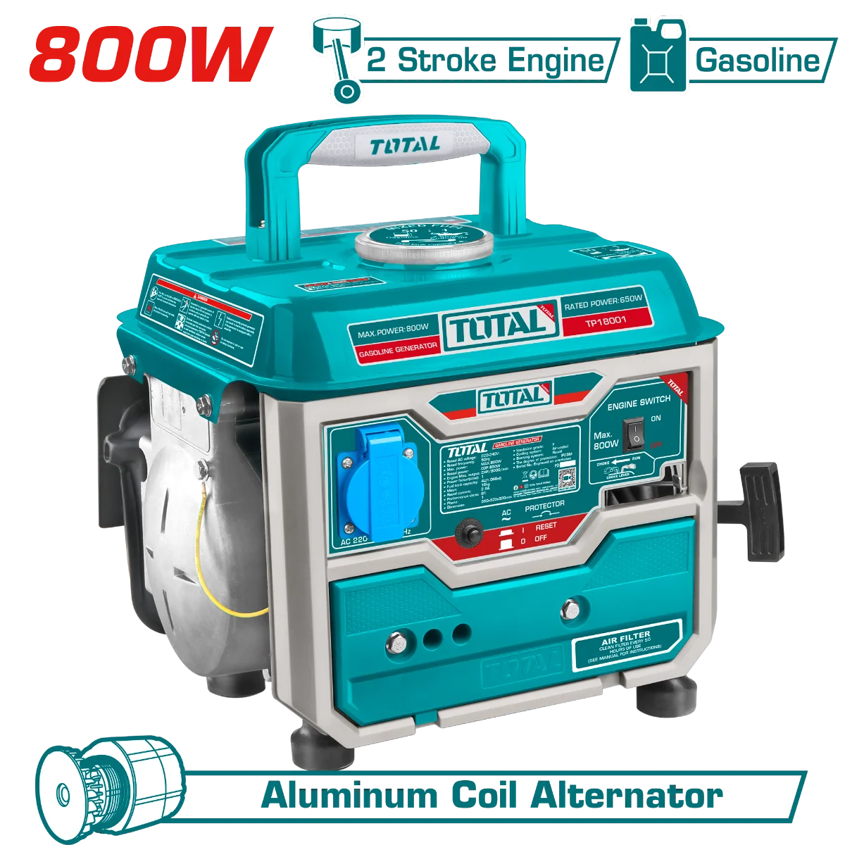 Total TP18001 800W Gasoline Generator - product view
